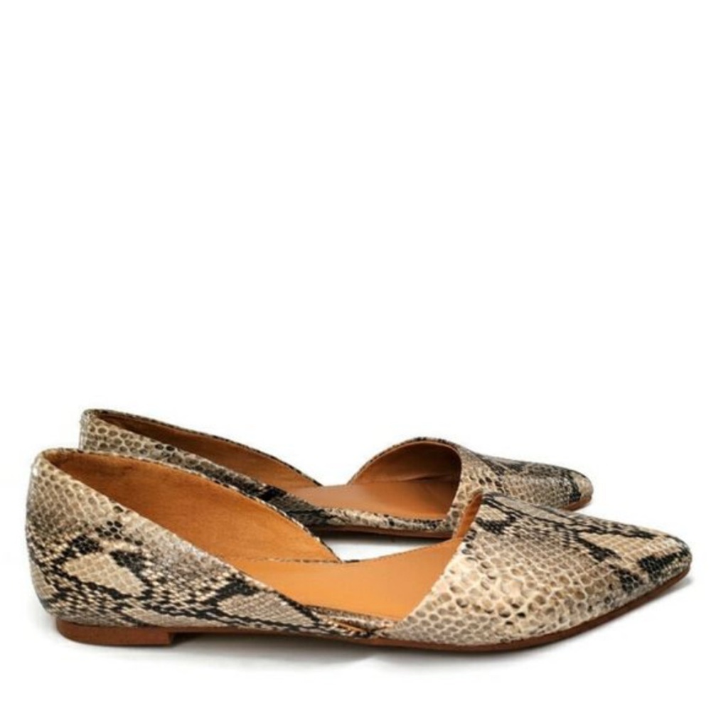 J. Crew Factory Zoe Snake Skin Embossed D'Orsay Slip-On Flats
